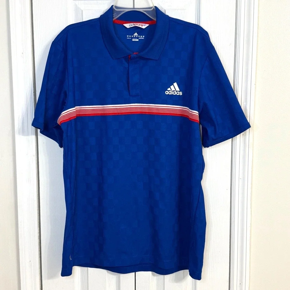 Adidas Adipure Polo Shirt Formotion ClimaLite Golf Tennis Athletic Blue‎ L/G